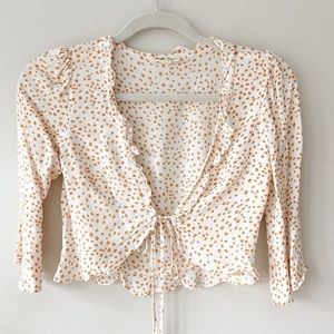 (SOLD) For Love & Lemons Aurora Floral Frill Tie Crop Top